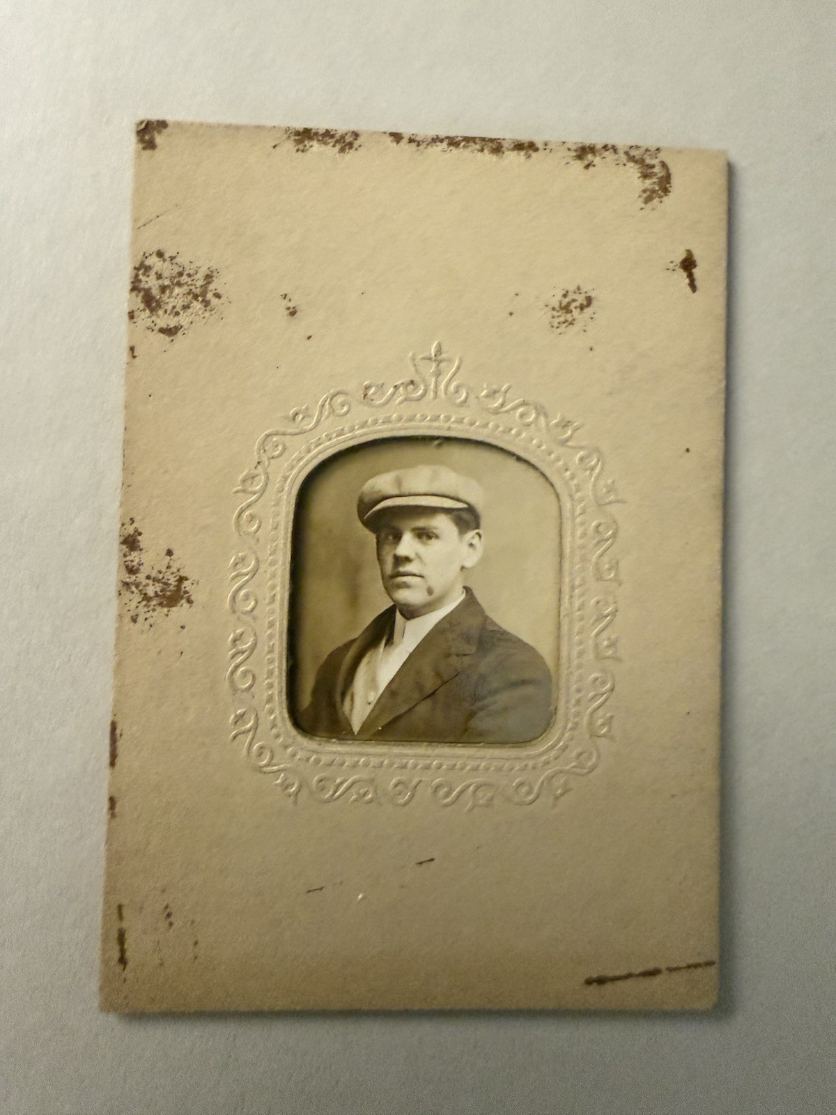 Adult Male Antique Cabinet Card Small Photo c.1900 Demers & Sons Holyoke, Ma.