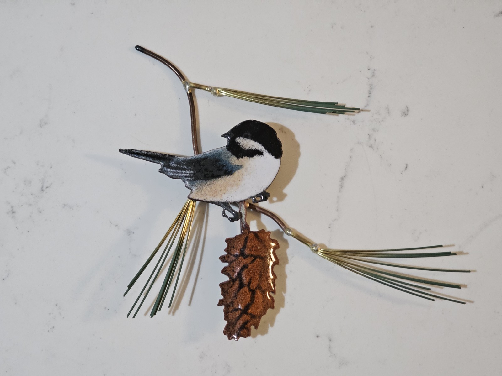 Vintage Bovano Chickadee Metal Wall Art Sculpture Handcrafted Enamel Bird Vintage Bovano Chickadee Metal Wall Art Sculpture Handcrafted Enamel Bird
