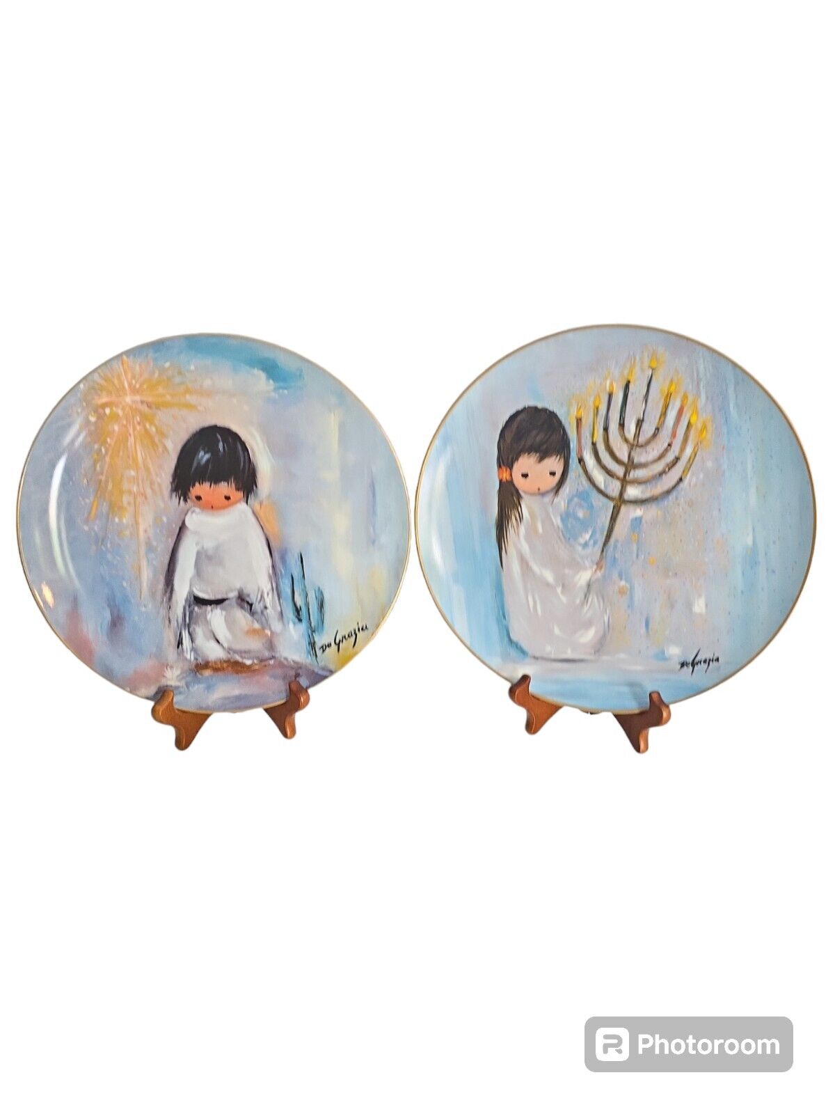2 De Grazia Collector Plates Festival of Lights & Blue Boy Holiday Series
