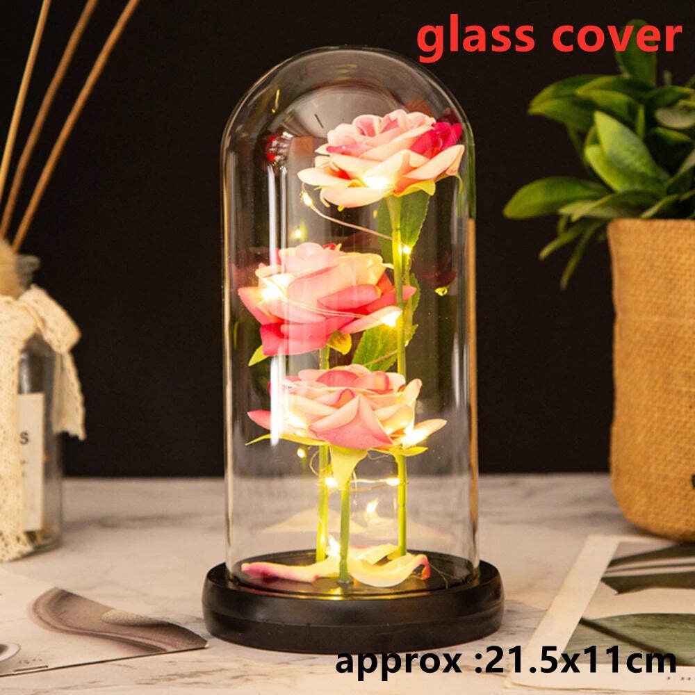 LED Galaxy Three Rose Artificial Flowers, Wedding Decoration, Creative Valentine