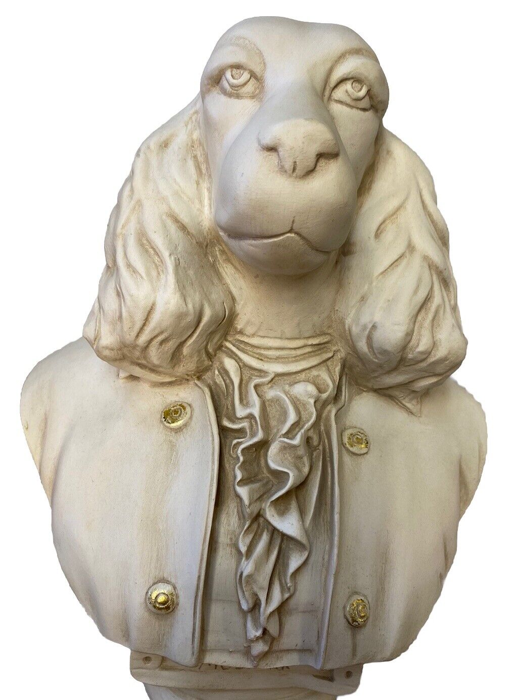 Mozbark Ceramic Dog Bust Statue 16” Mozart Composer Cocker Spaniel Home Decor