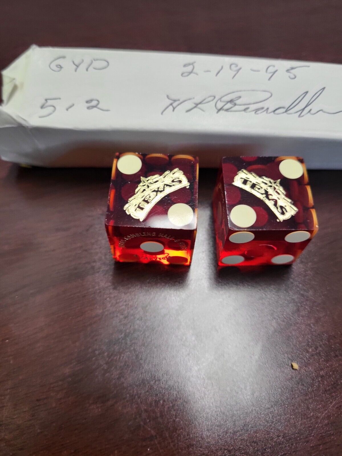 Rare Vintage Dice Used In TEXAS Casino In Las Vegas 1995 Not Drilled