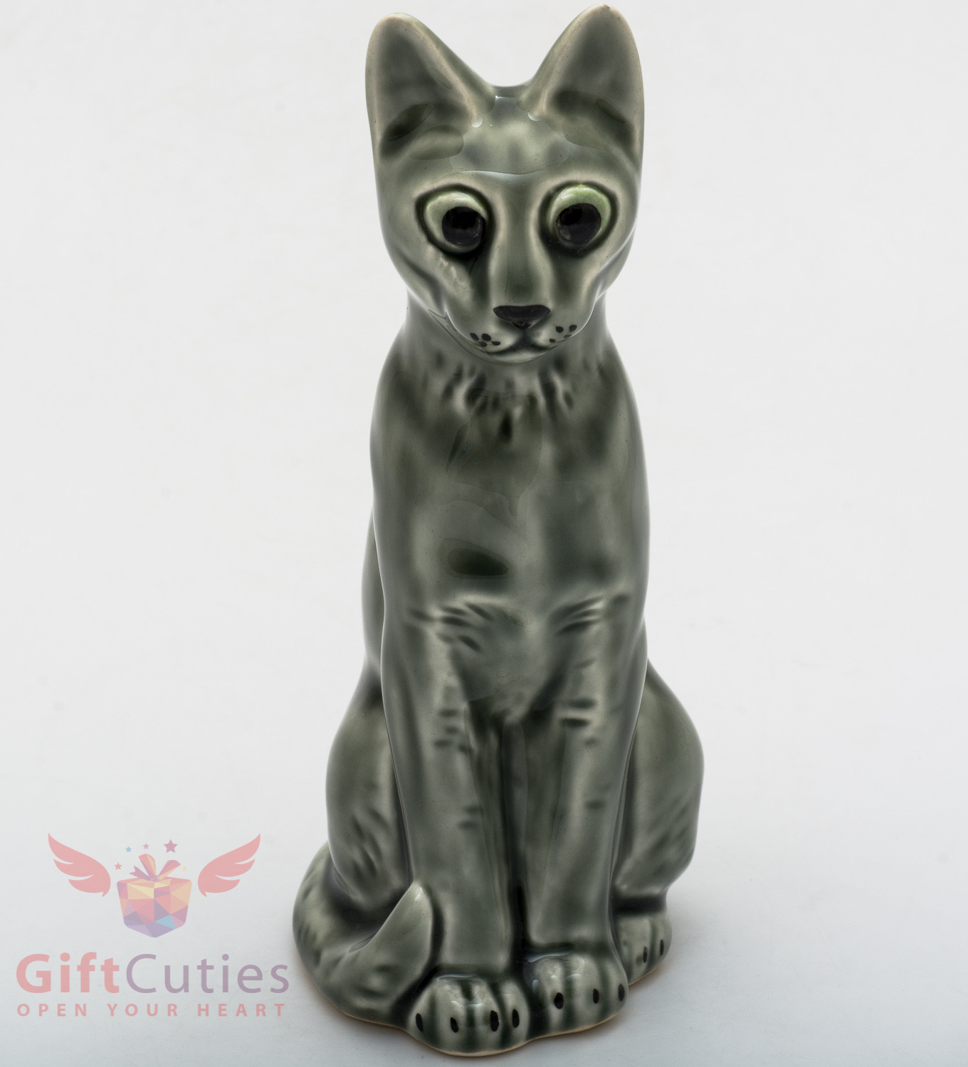 Porcelain Figurine of Russian Blue Cat Kitty Kitten