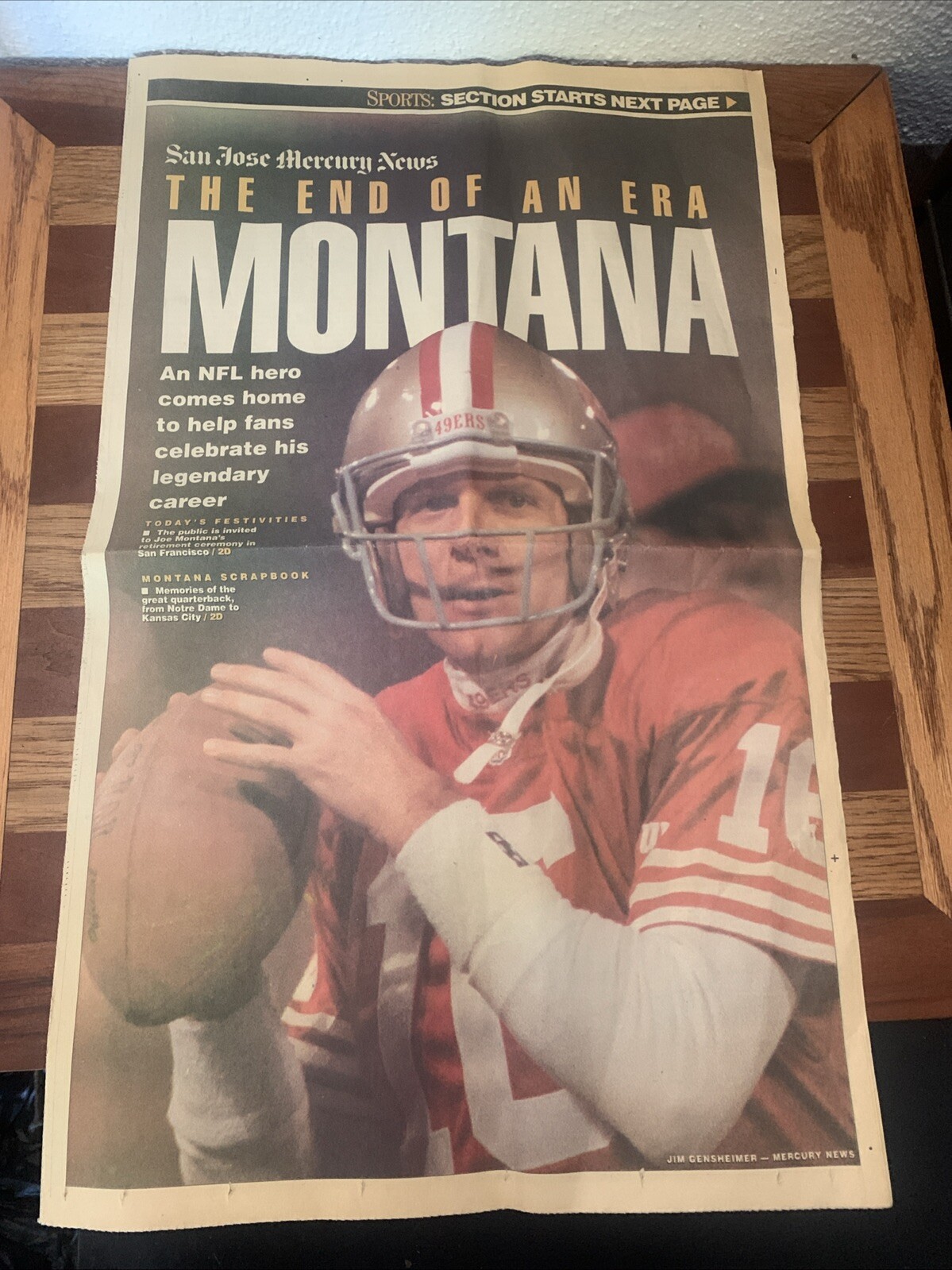SF 49ers Joe Montana “The End of an Era” San Jose Mercury News Newspaper 4/18/95 SF 49ers Joe Montana “The End of an Era” San Jose Mercury News Newspaper 4/18/95