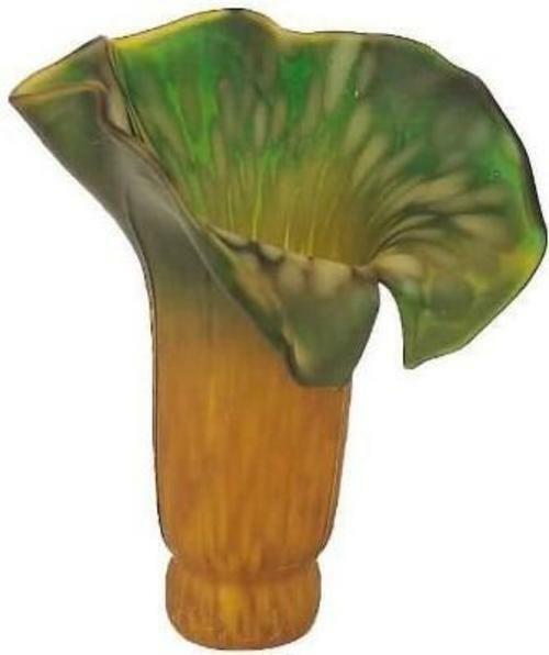 Tulip Lily Flower Glass Lamp Shade by Terra Cottage Amber & Green 1 1/8\
