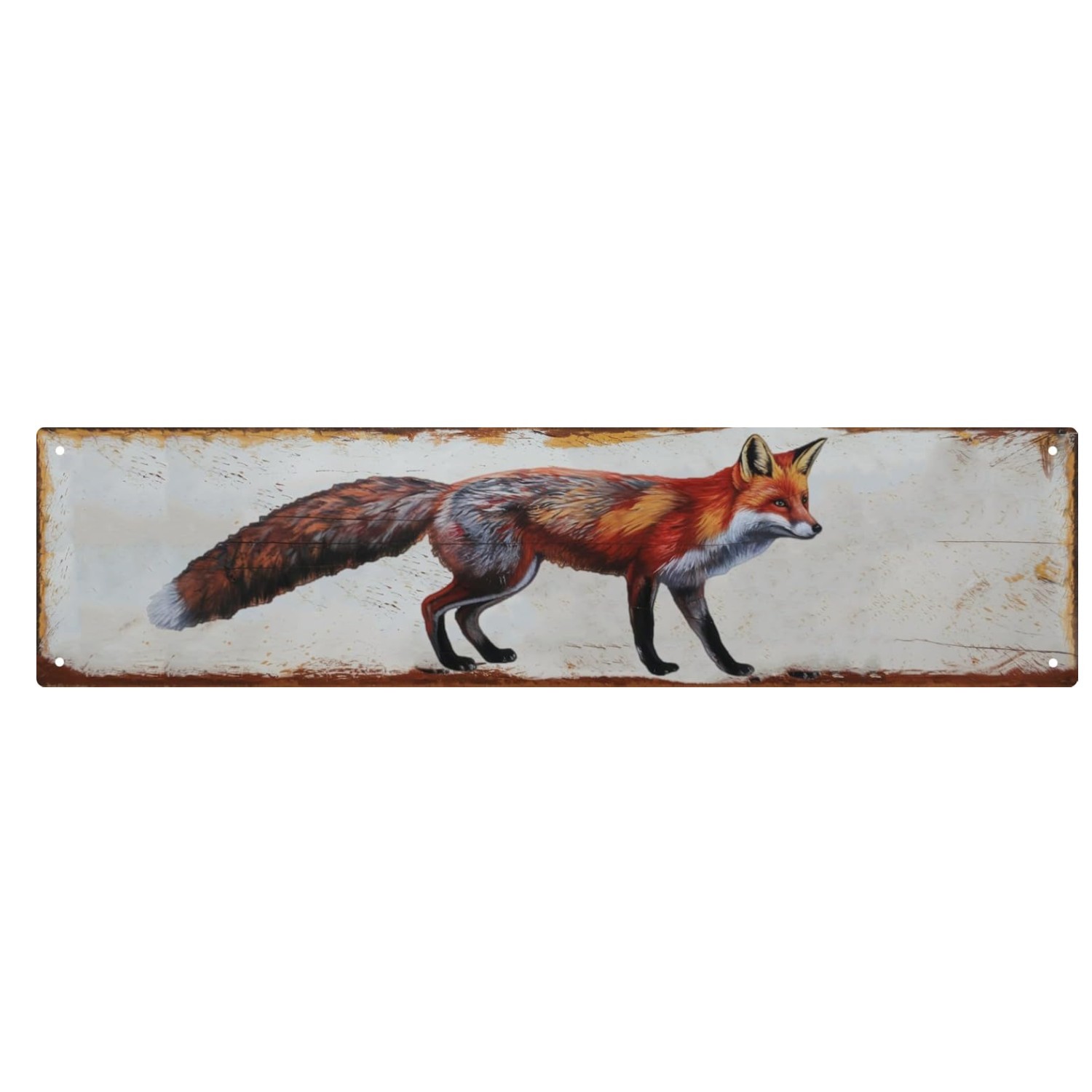 Fox Metal Sign 4x16in Vintage Rustic Plaque For Forest Cabin Wall Farmhouse