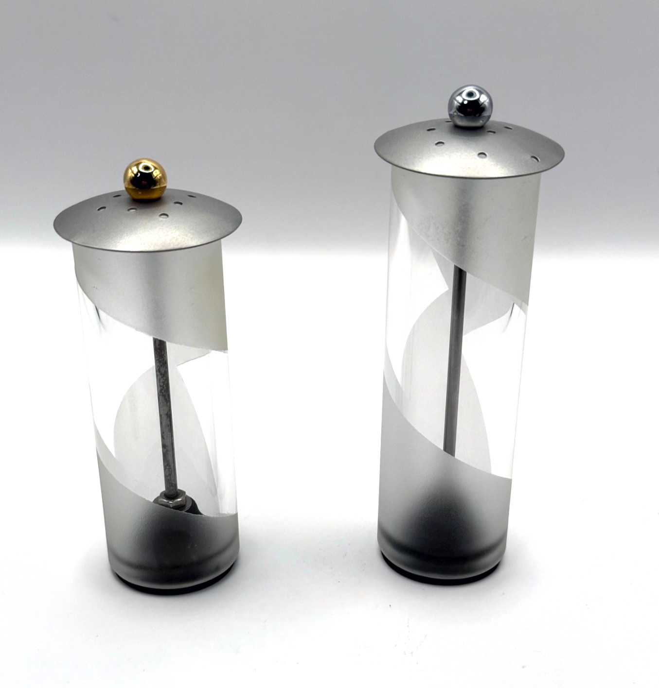 Bruce R. MacDonald Postmodern Metal & Glass Salt & Pepper Shaker Set - RARE