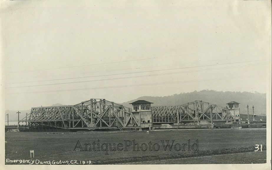 Emergency dam Gatun antique photo Panama