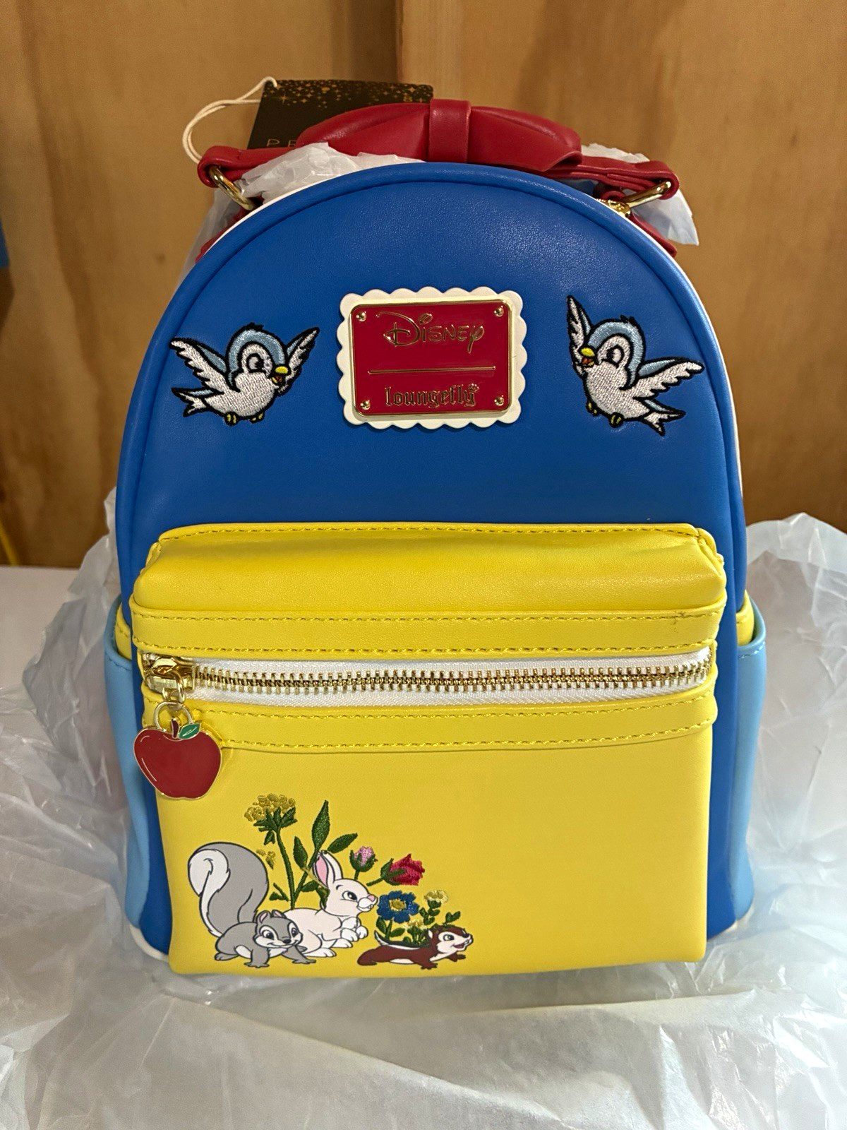Loungefly Disney Snow White Animals Backpack Fairest New/NWT Tags Blue Yellow