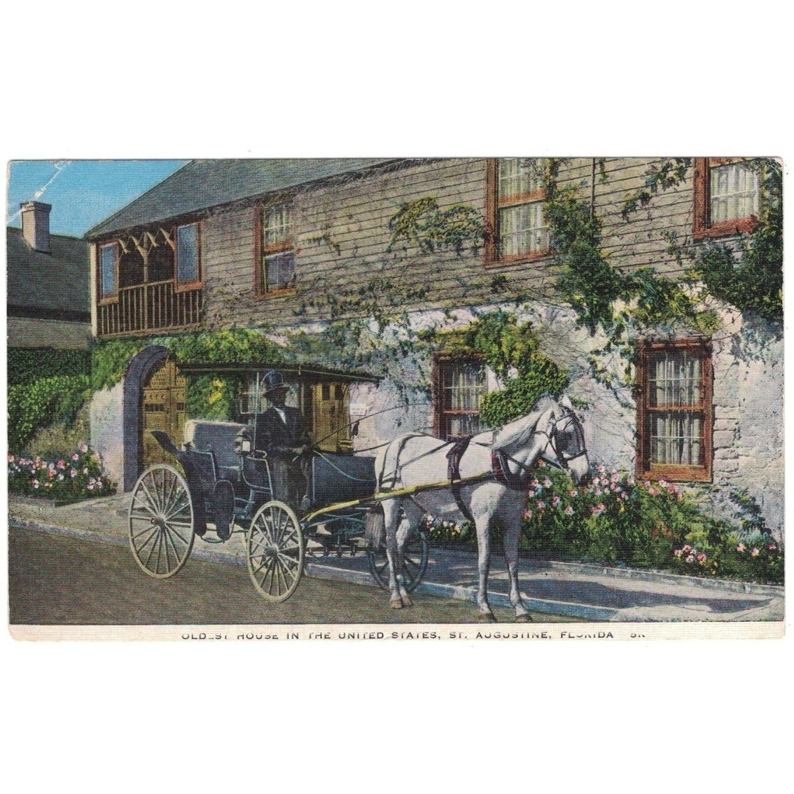 St. Augustine Florida Oldest House in United States Vintage Postcard UNP