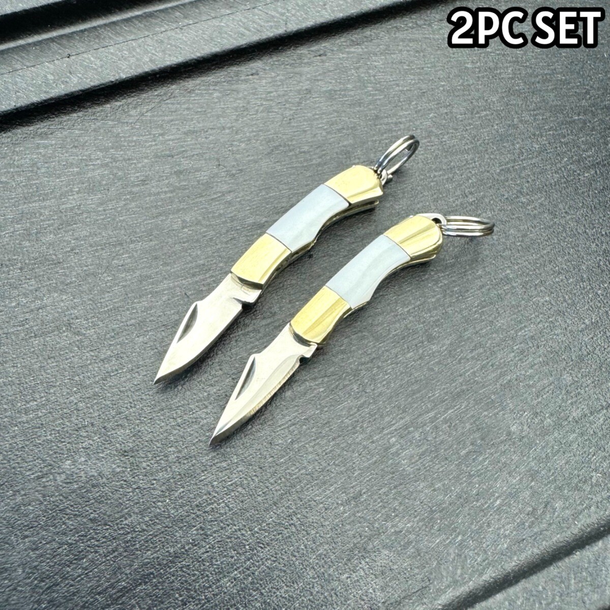 2PC WORLD'S SMALLEST WORKING POCKET KNIFE Pearl Tiny REAL Blade Keychain White