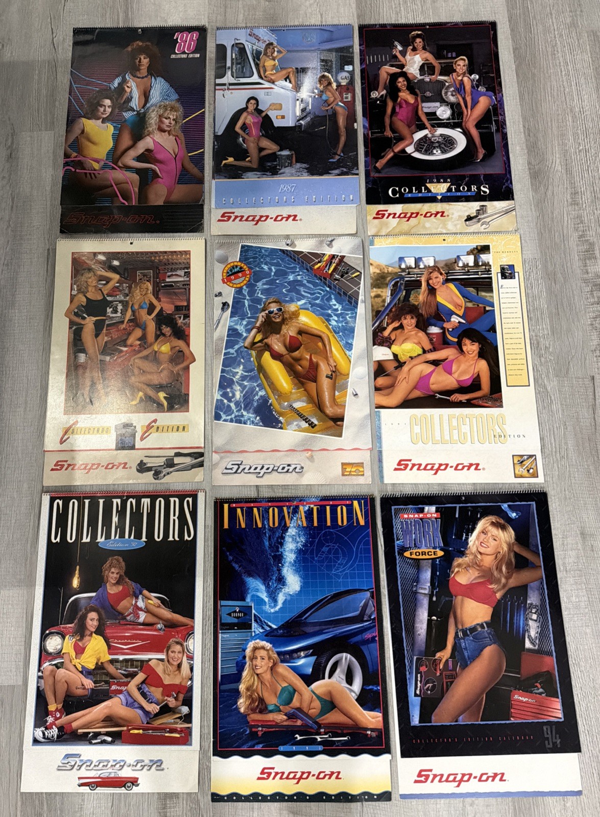 Calendar Snap-On Tools Vintage 1986-1994 Pin-Up Lot Of 9