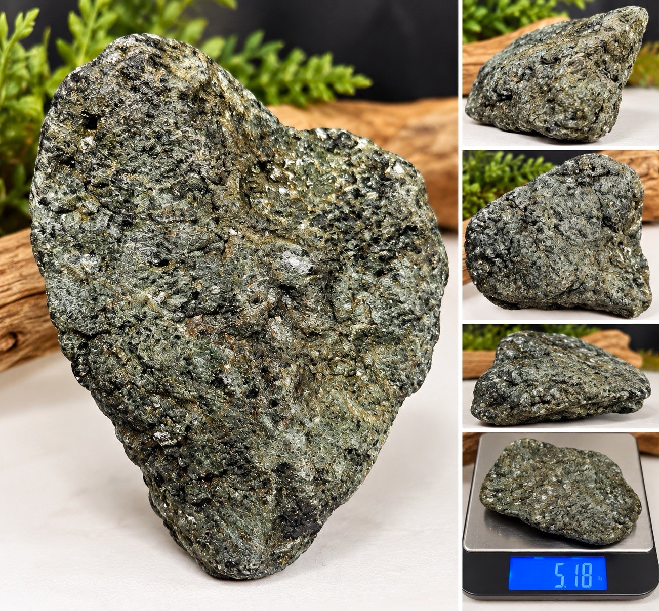 5.18 lb Large Green Sparkly Schist Rock Specimen Natural Stone Display