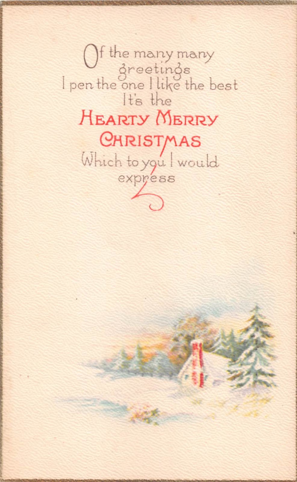 Vintage Art Deco Christmas Motto Postcard with a Snowy Rural Home Scene-S 1021 D