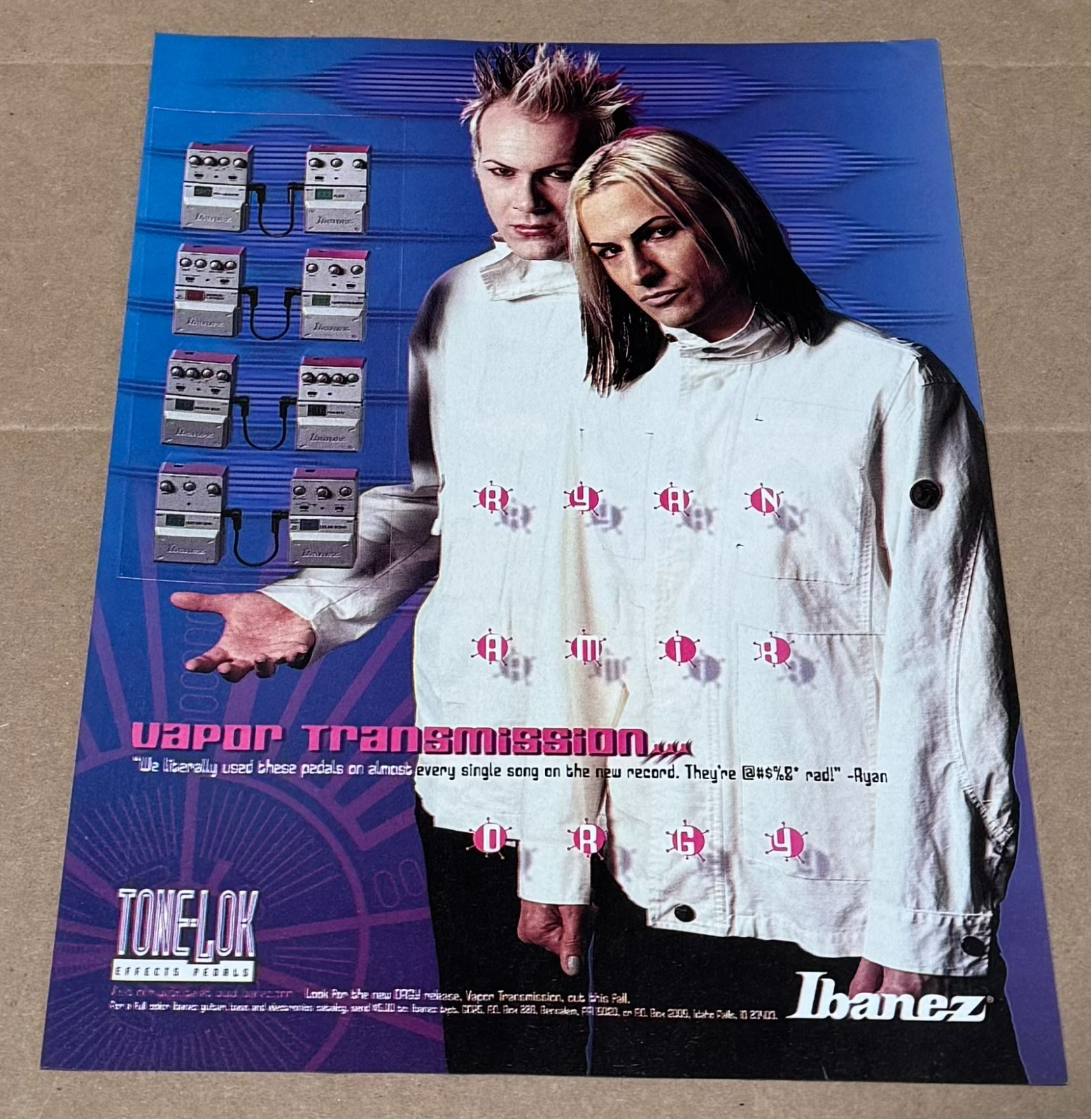 Ibanez Guitars -  RYAN SHUCK & AMIR DERAKH of ORGY - 2000 Print Ad