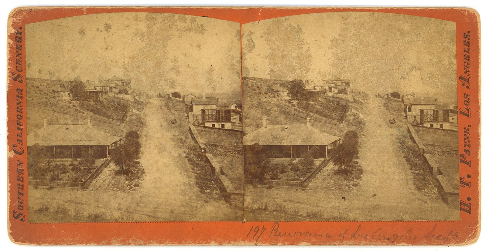 LOS ANGELES STEREOVIEW - Panorama of City - HT Payne 1870s
