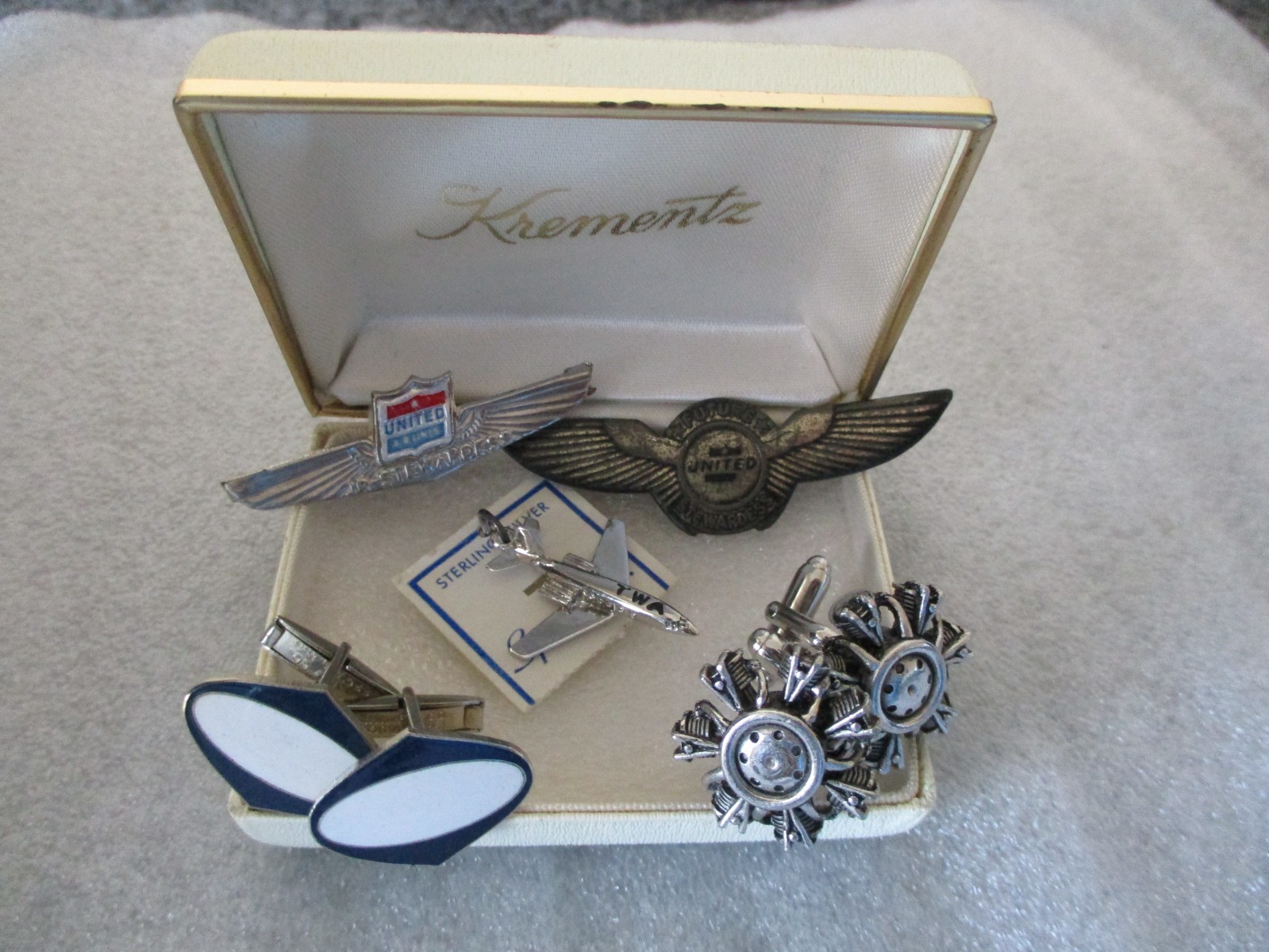VTG CAPITAL/UNITED/TWA AIRLINES RADIAL AIRCRAFT ENGINE CUFFLINKS/WINGS/PENDANT VTG CAPITAL/UNITED/TWA AIRLINES RADIAL AIRCRAFT ENGINE CUFFLINKS/WINGS/PENDANT