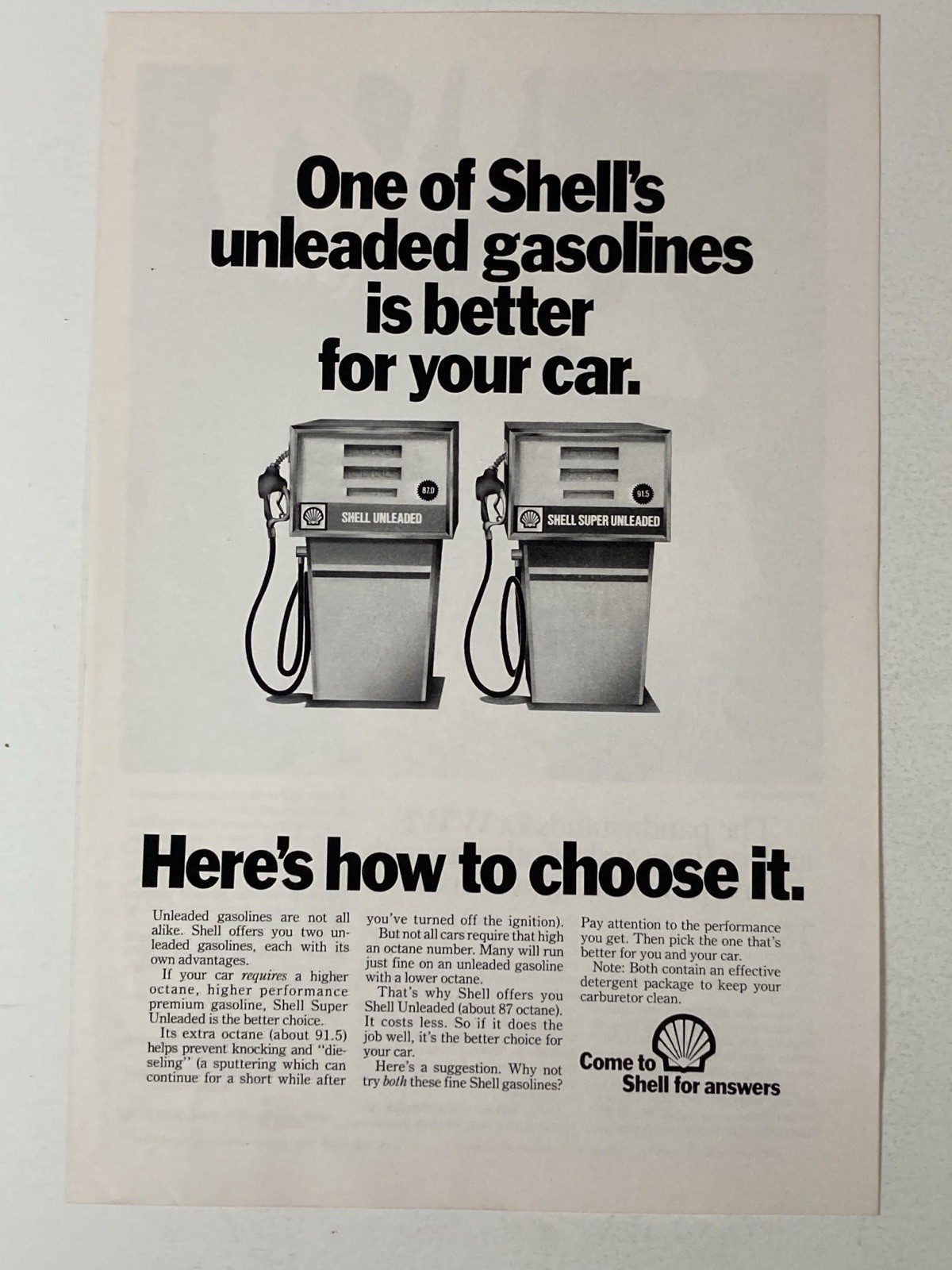 1982 Shell Gasoline Print Ad One Of Unleaded Gasolines Is Better 1982 Shell Gasoline Print Ad One Of Unleaded Gasolines Is Better