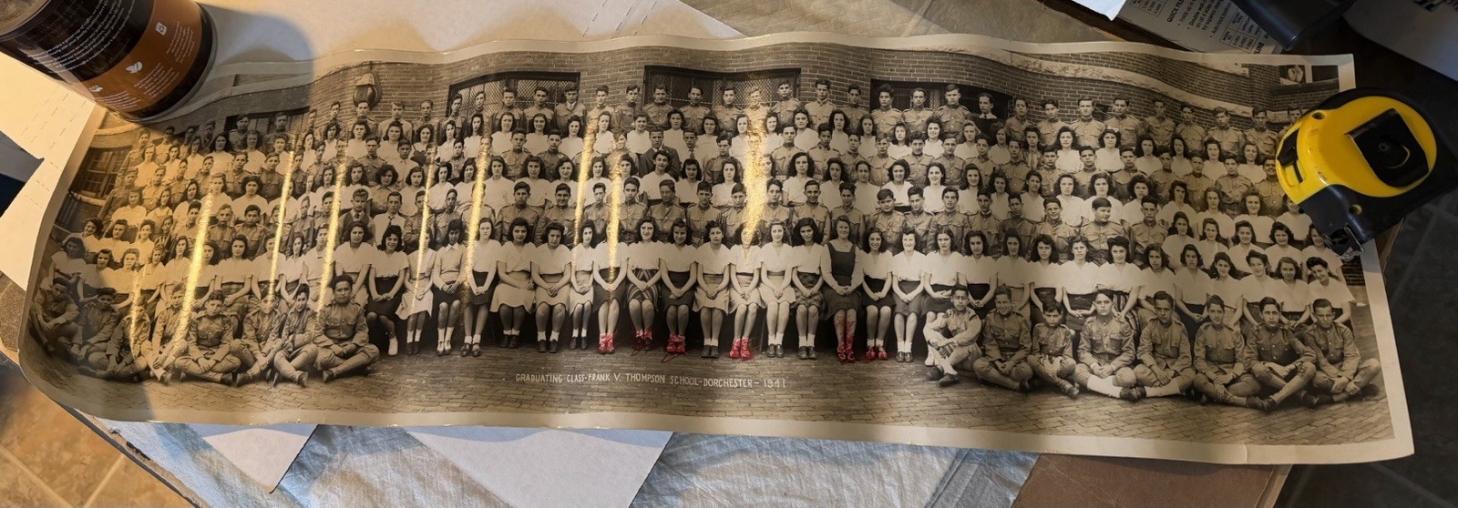 1941 Yard Long Students Photo Frank V Thompson Graduating Class Dorchester Mass