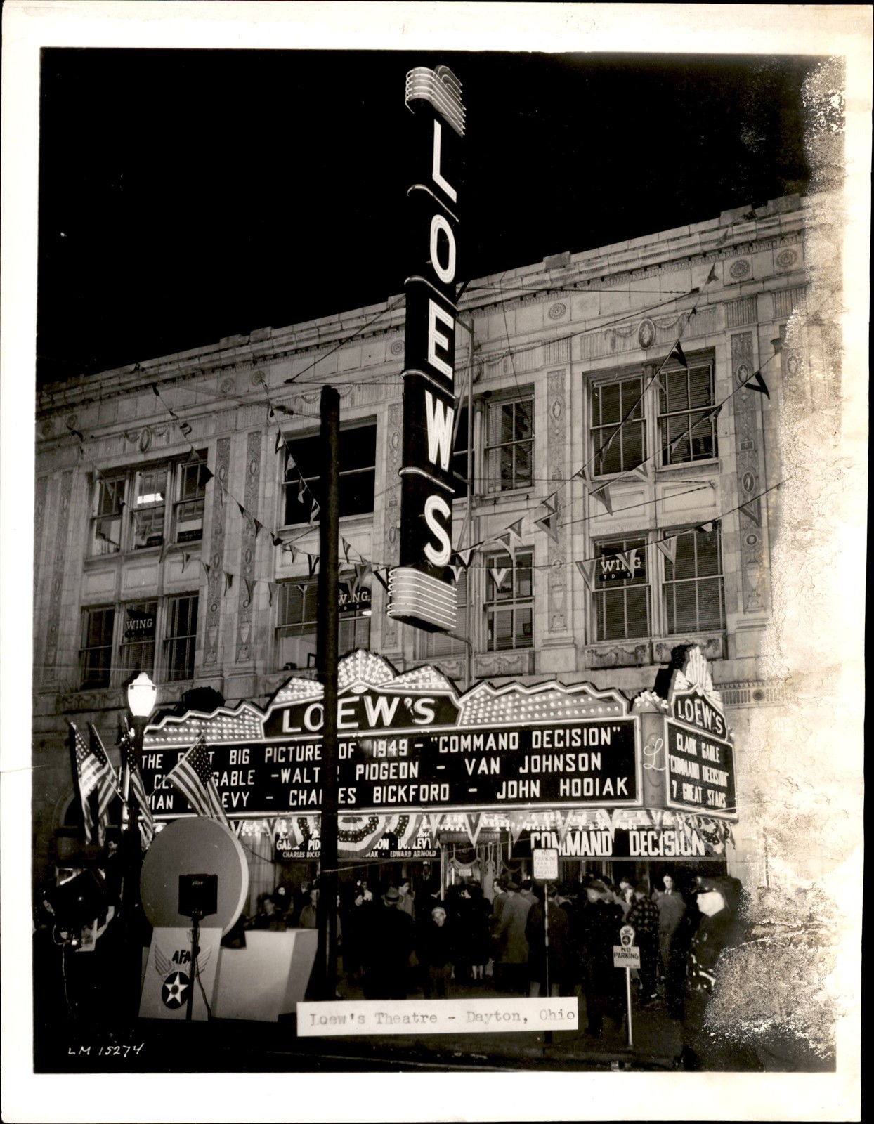 CGE51 Original Photo LOEW\'S THEATRE MARQUEE IN DAYTON OHIO 1949 COMMAND DECISION