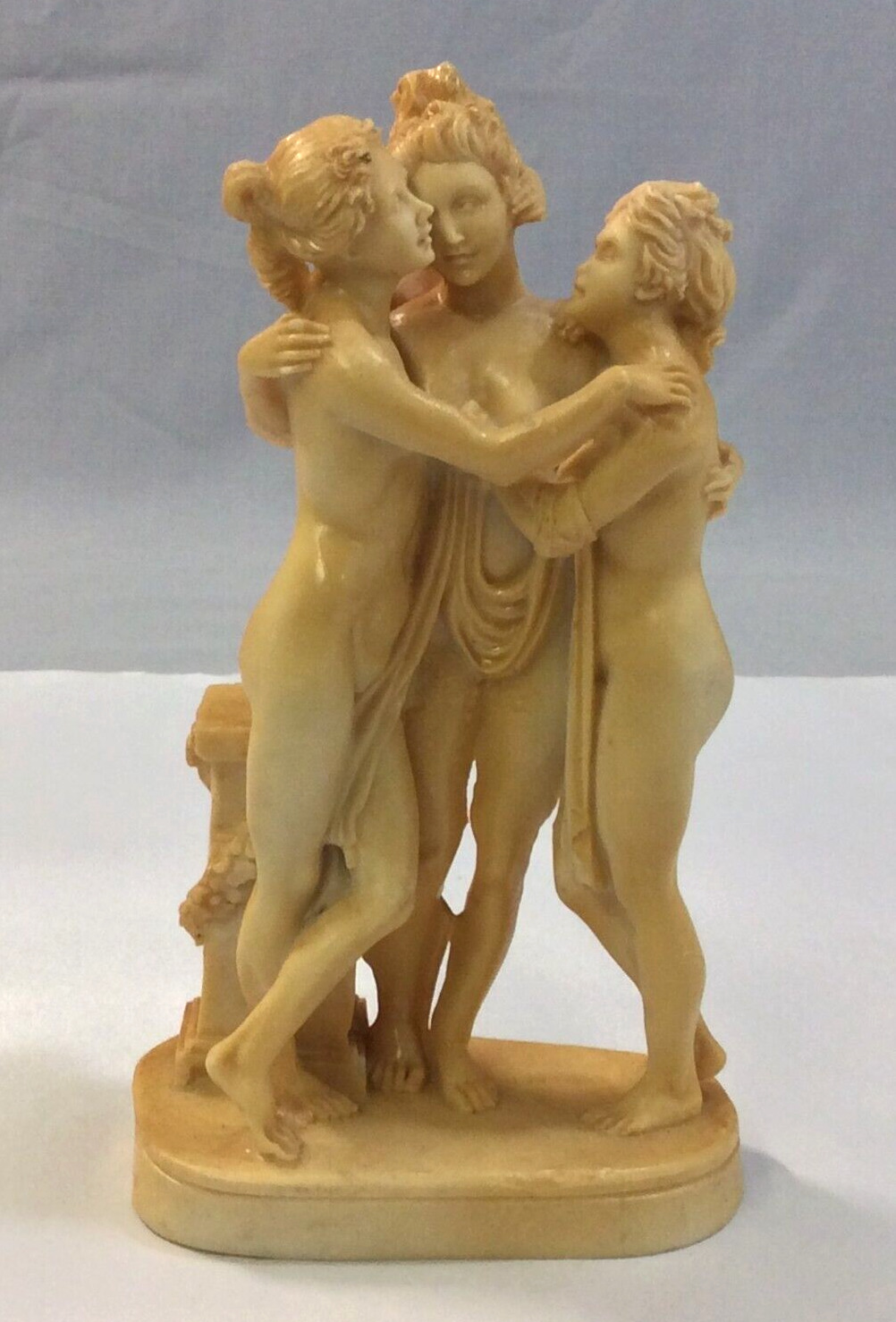 Vintage Resin Statue The Three Graces Nymphs Goddess Feminine Women Marble Base
