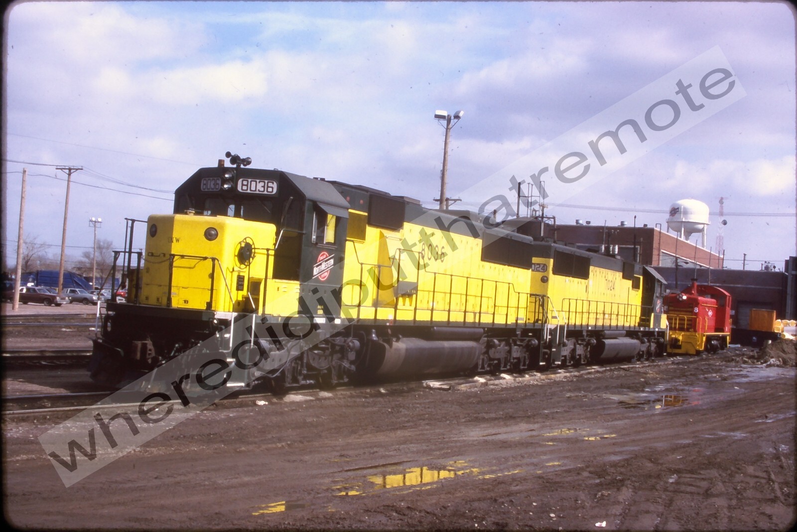 Original Slide Chicago & NorthWestern CNW 8036 EMD SD60 Proviso ILL 3-88 (C (6Y)