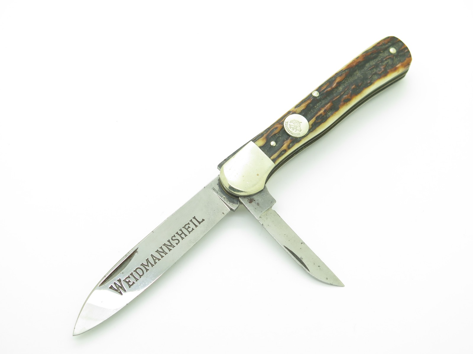 Vintage Weidmannsheil Germany Stag Folding Trick Lock Hunter Pocket Knife