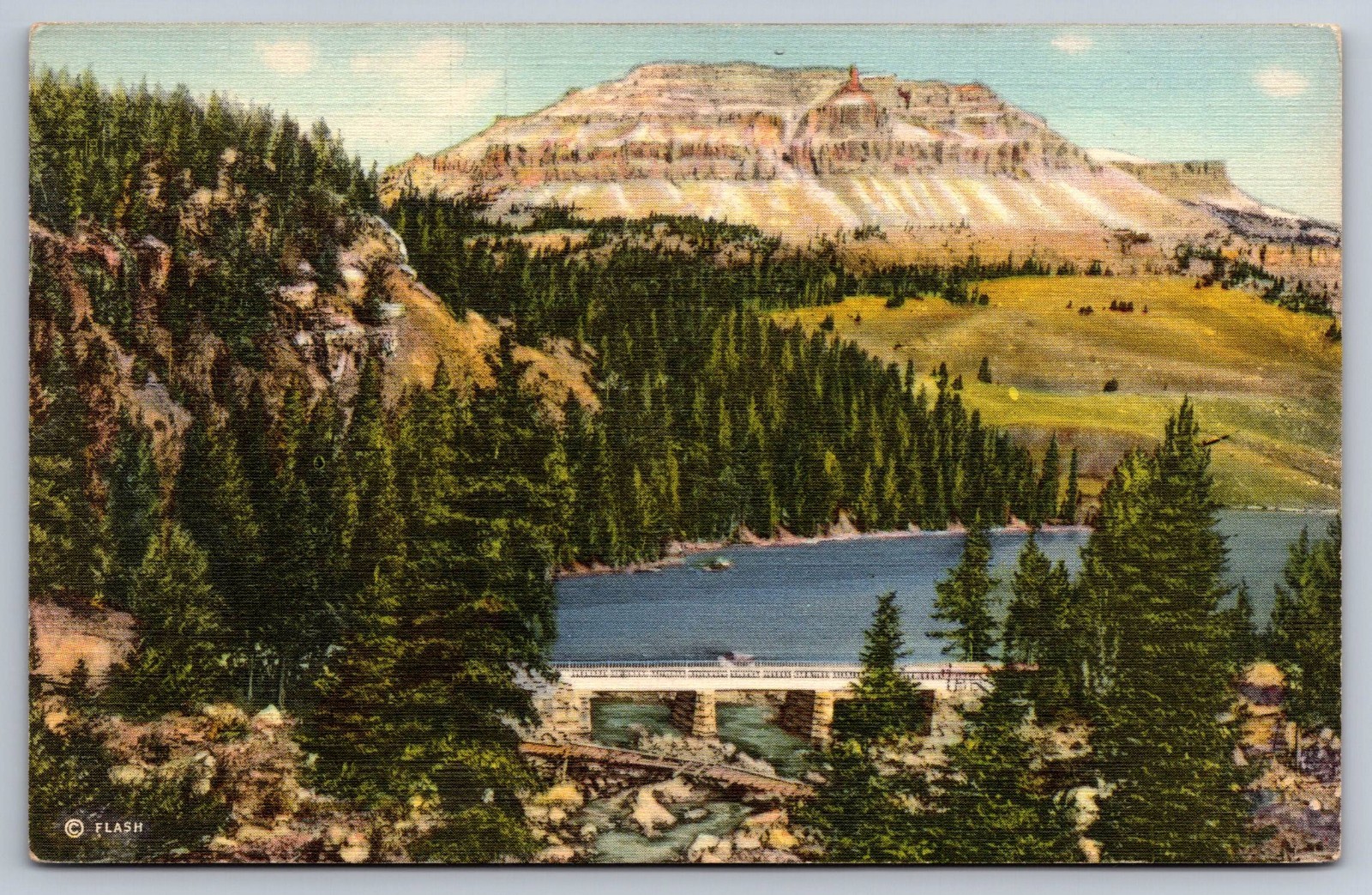 c.1934 Beartooth Lake & Butte Red Lodge Cooke City Hwy Yellowstone National Park