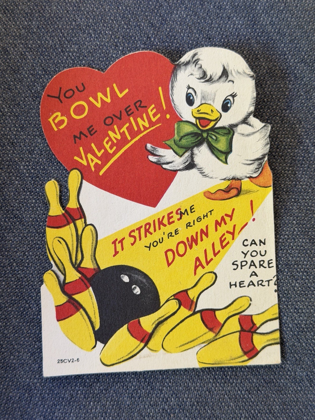 Vintage Valentine Card Anthropomorphic Bowling Ball & Pin Vintage Valentine Card Anthropomorphic Bowling Ball & Pin