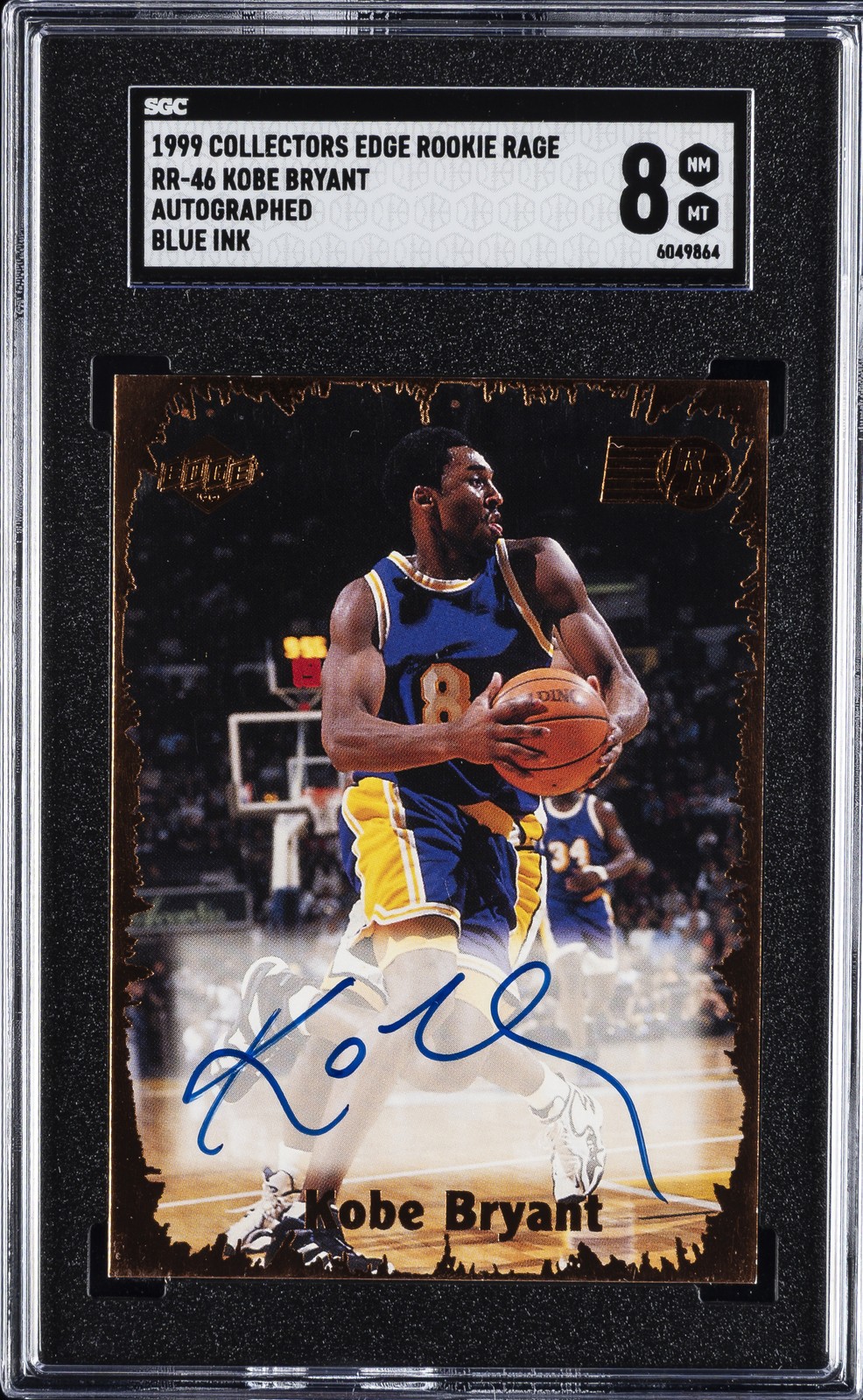1999 COLLECTOR\'S EDGE ROOKIE RAGE PRO SIGNATURES BLUE INK KOBE BRYANT SGC 8