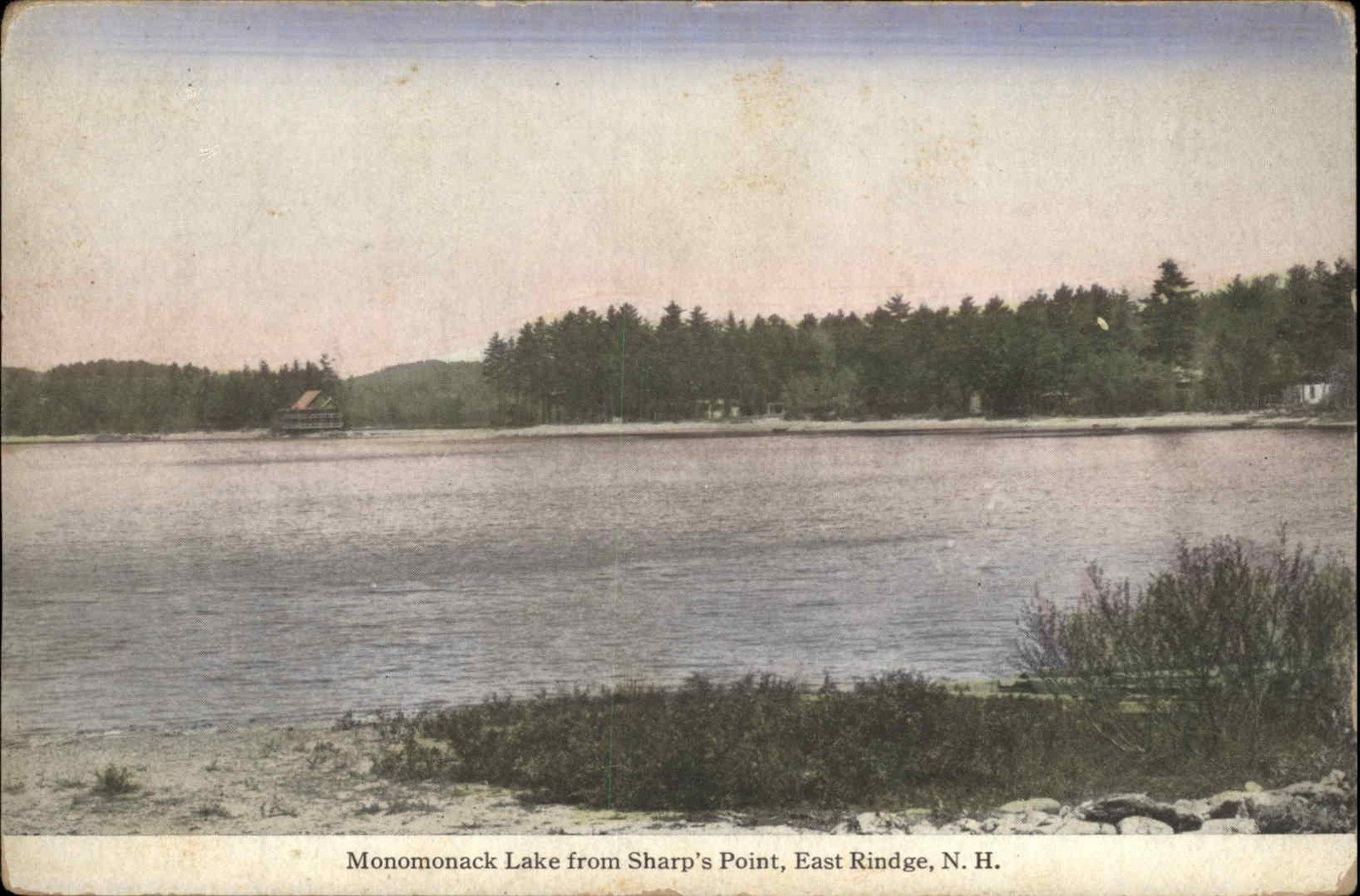 East Rindge NH Monomonack Lake Sharp\'s Pt 1900s-20s Vintage Postcard