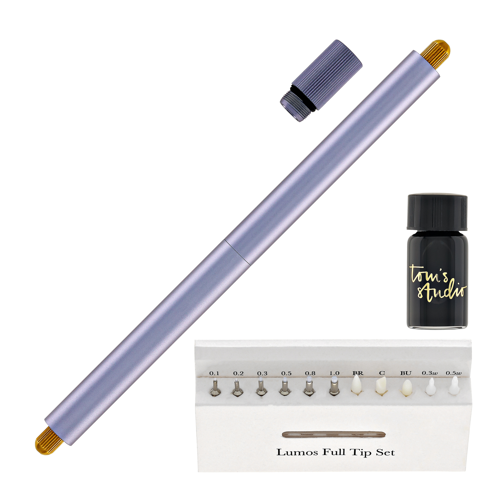 Tom's Studio Lumos Pro Refillable Duo Tip Pen in Lilac - NEW in Box