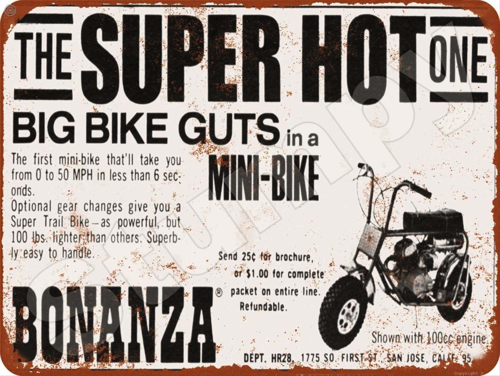 Bonanza Mini-Bike Metal Sign 9