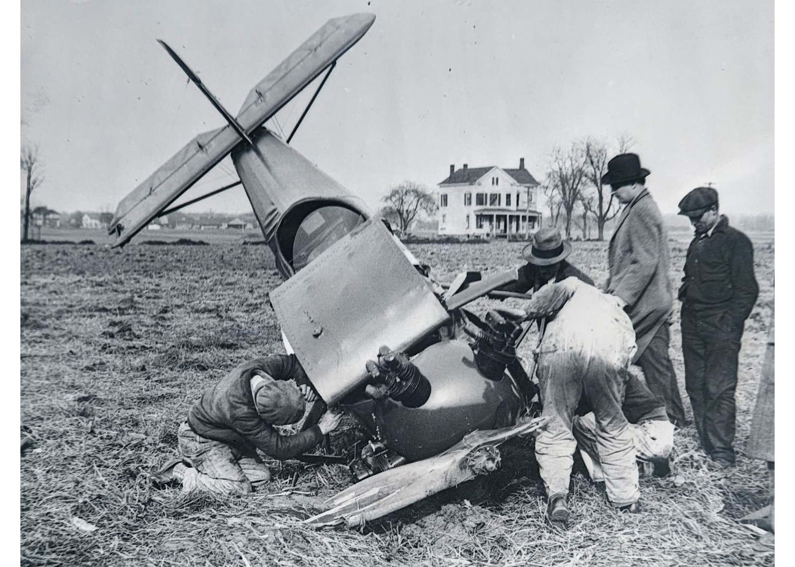 1930 Test Pilot Robert Kamm Airplane Crash Caldwell NJ Glass Negative OOAK