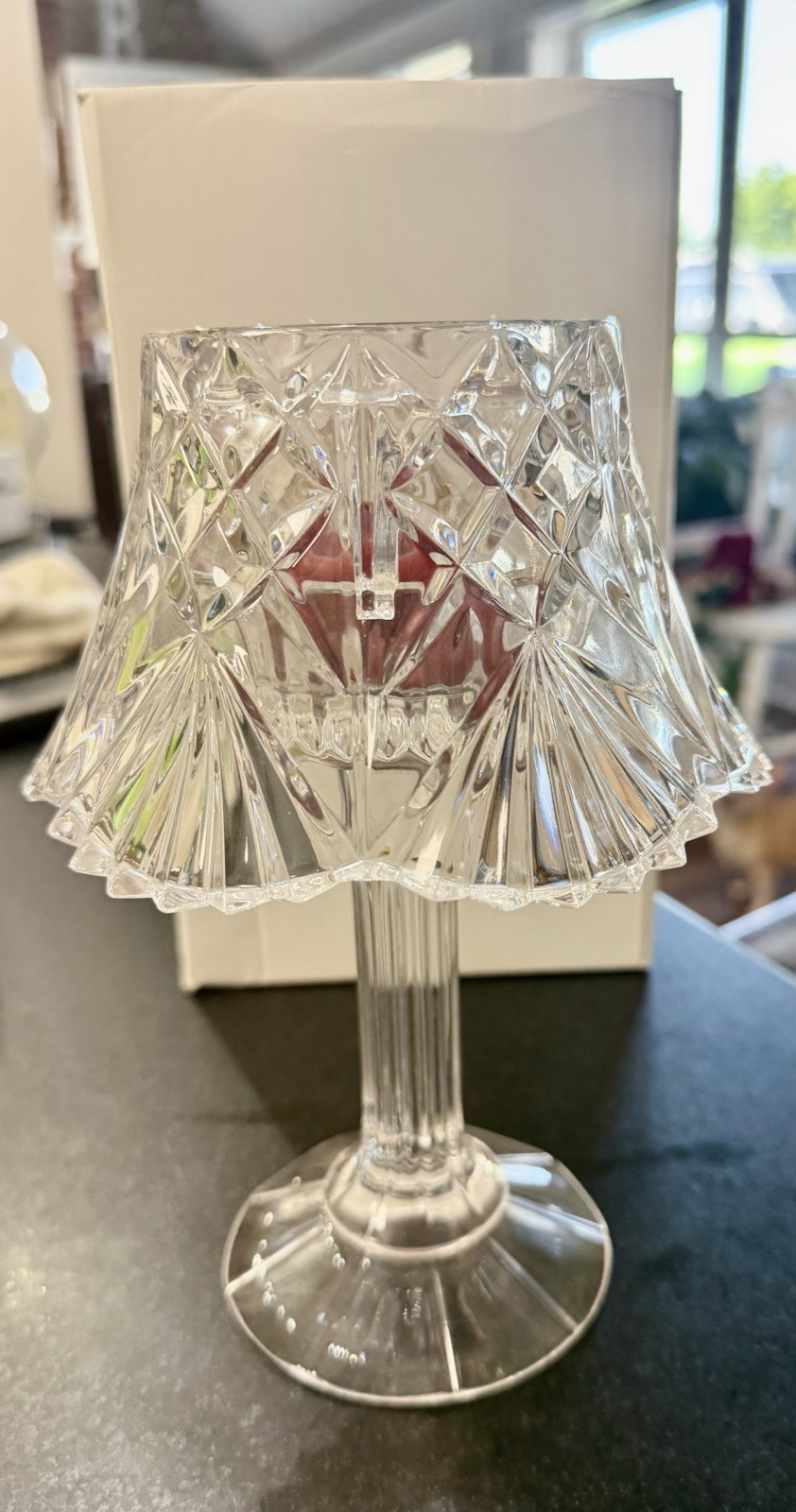 VTG Godinger Shannon Lead Crystal Fairy Lamp Light Candle Holder In Box Stunning