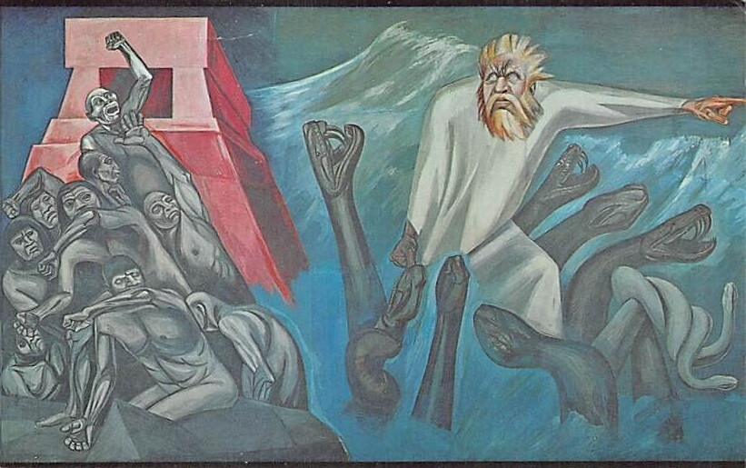 Postcard NH: Departure of Quetzalcoatl, Orozco Frescoes, Dartmough College Postcard NH: Departure of Quetzalcoatl, Orozco Frescoes, Dartmough College