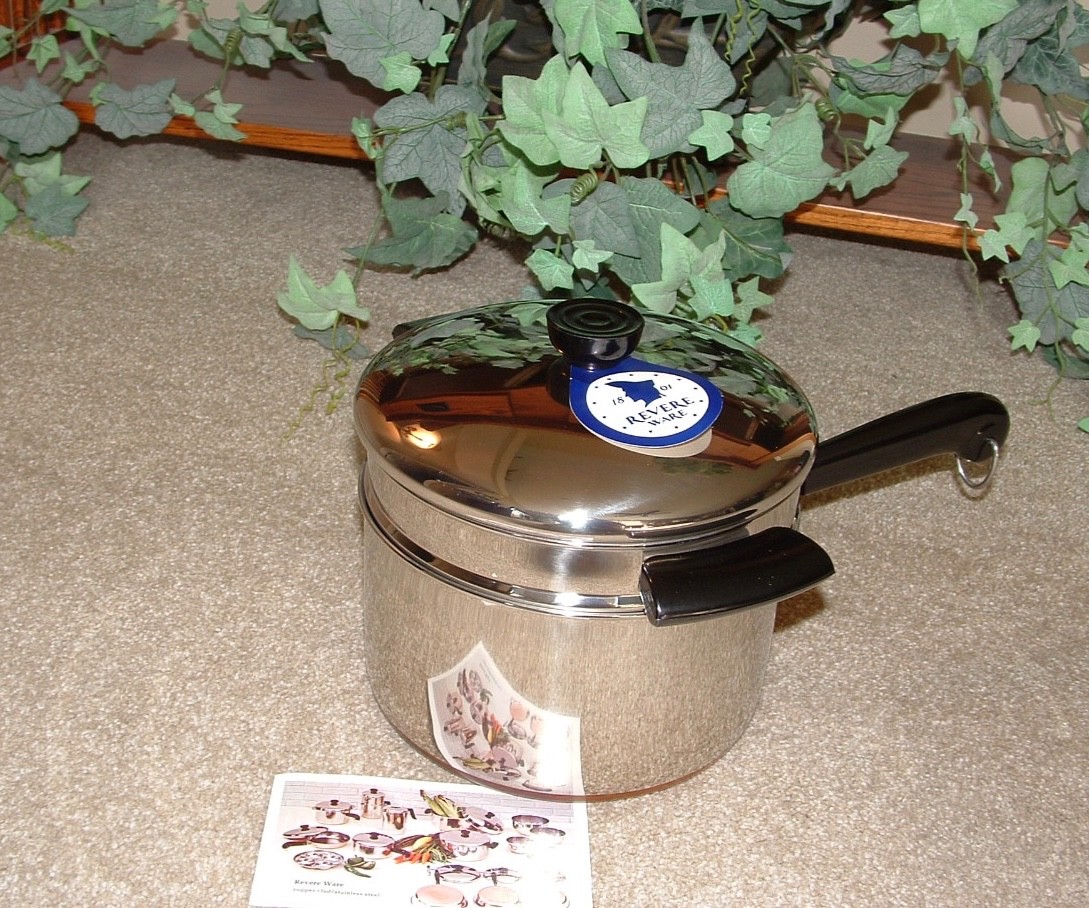 Vintage NOS USA Revere Ware Copper Clad 3 Quart Double Boiler No. 1443 NEW Vintage NOS USA Revere Ware Copper Clad 3 Quart Double Boiler No. 1443 NEW