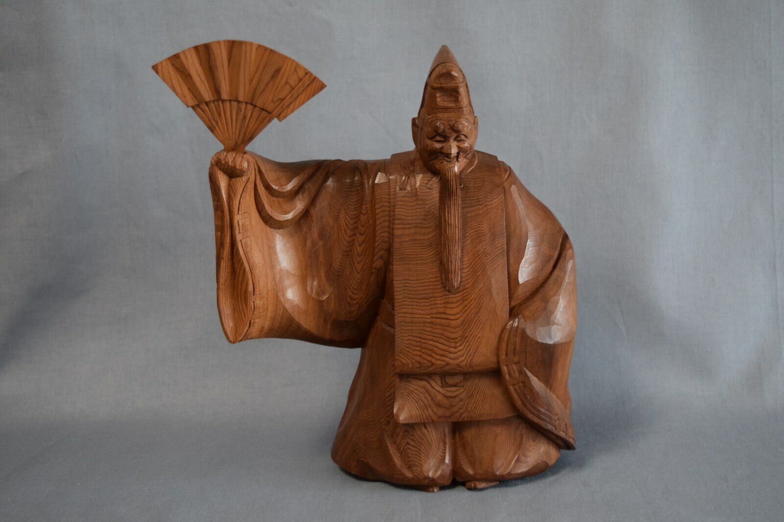 To NOH Lover Japanese Vintage Wood Carving NOH DANCE Statue Playing Old Man 271