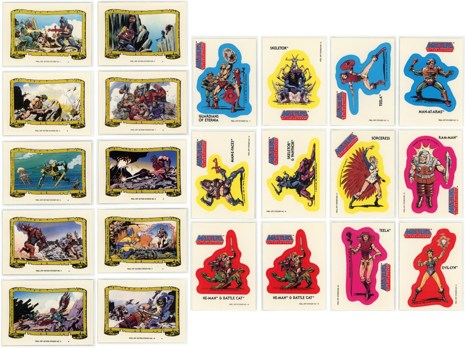 1984 Topps Masters of the Universe He-Man Sticker 22-Card Full Set *Qty