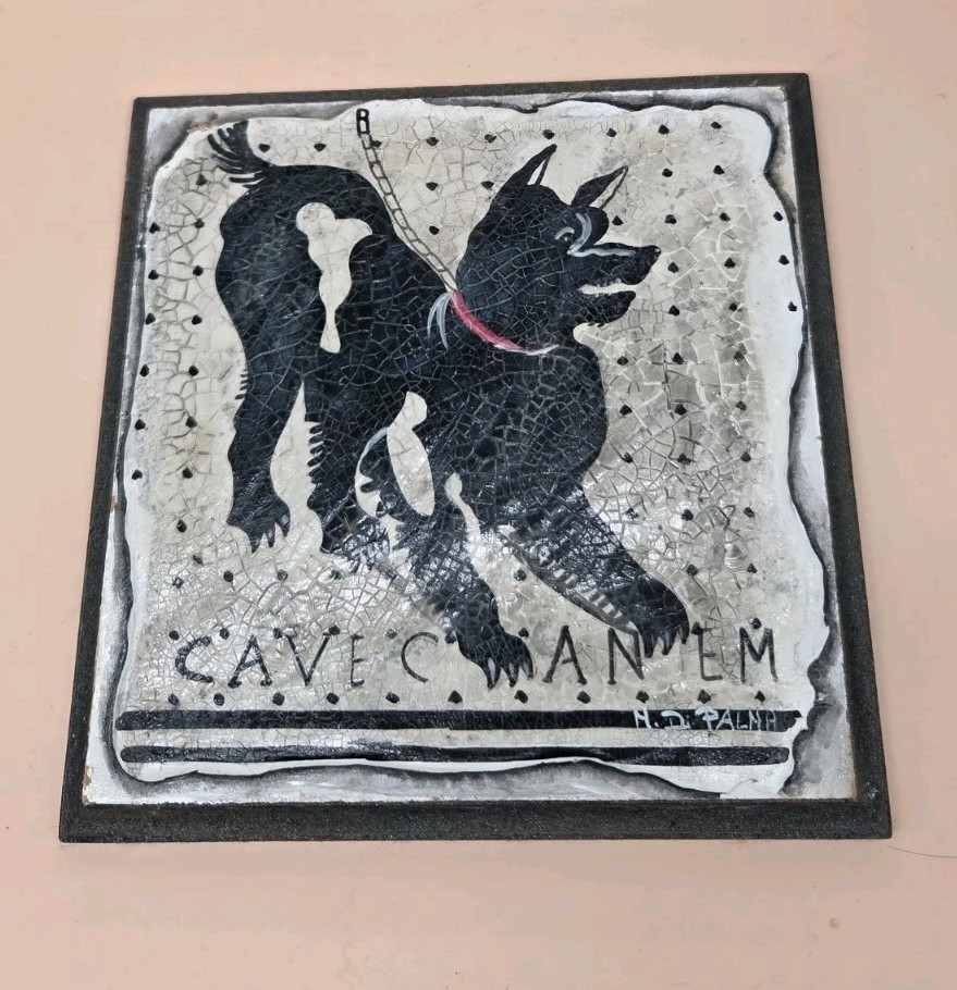 Pompei Italy Cave Canem Wall Plaque Ancient Dog Art 8 Inch X 8 Inch