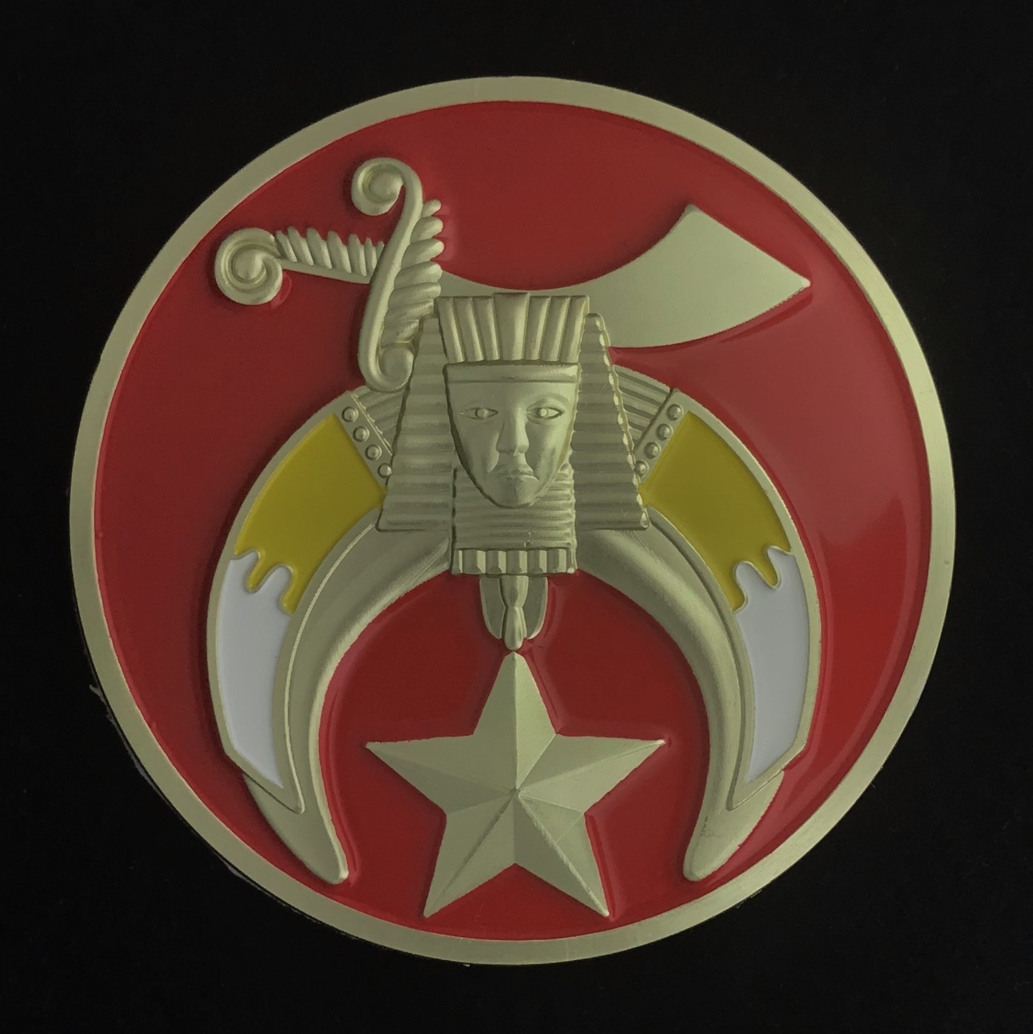 Shriners Car Auto Emblem with Gold Star (Red)