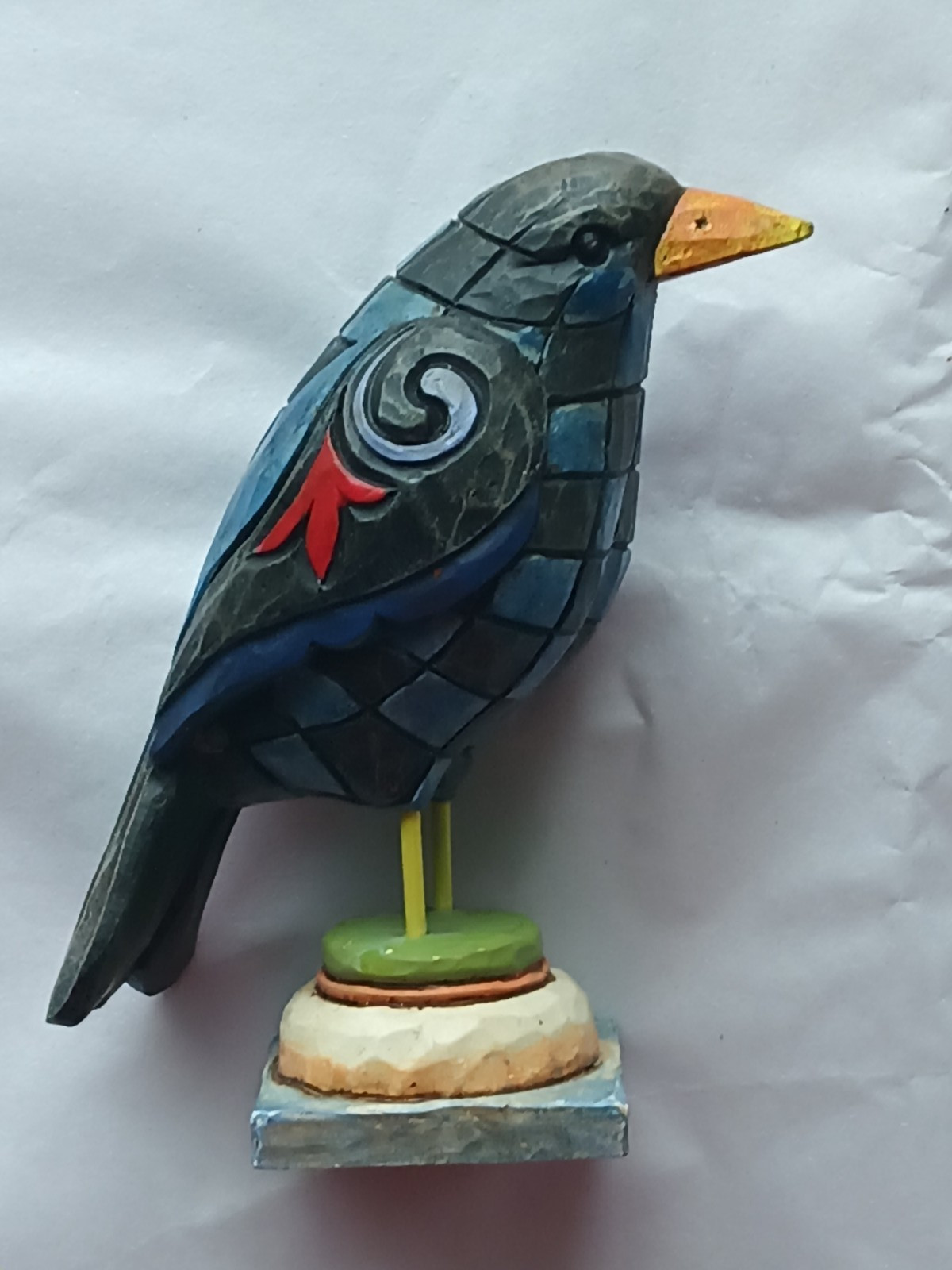 Vintage 2006 Jim Shore Heartwood Creek Quilted Blue Crow 4” Tall