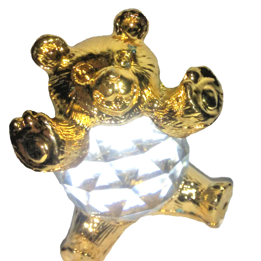 Crystal Zoo bear figurine handmade bohemian lead crystal 24kt pewter NEW Crystal Zoo bear figurine handmade bohemian lead crystal 24kt pewter NEW