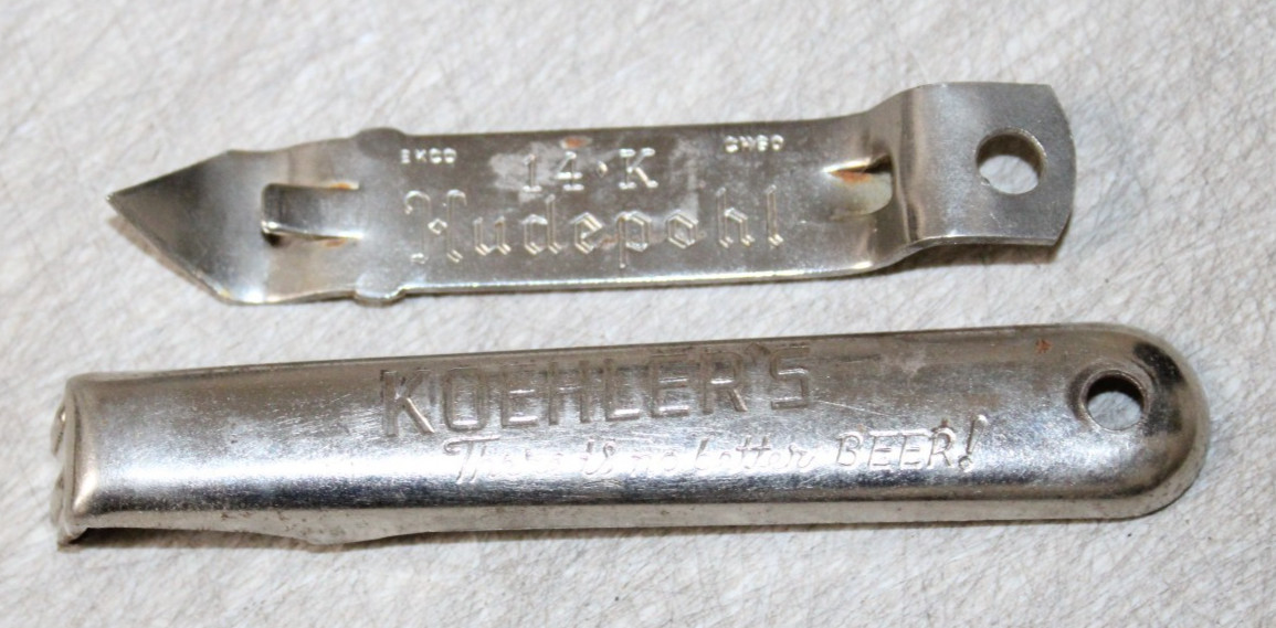 Vintage KOEHLER'S HUDEPOHL Beer Bottle Openers (2 Total)