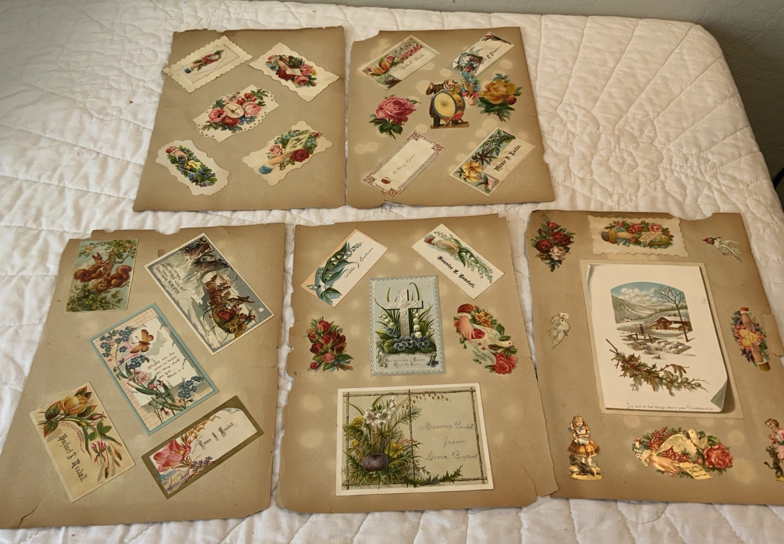 Antique Victorian Scrap Book Pages, 5, Victorian Trade Cards, Ephemera, Die Cuts
