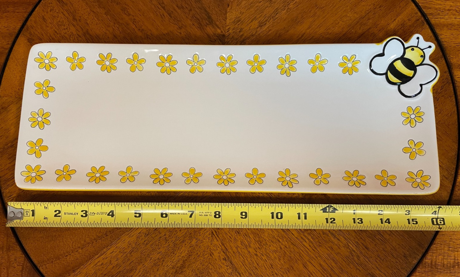 Tag Bumble Bee Tray with Yellow Flowers Pattern Bee Lovers {6 x 16” inch)