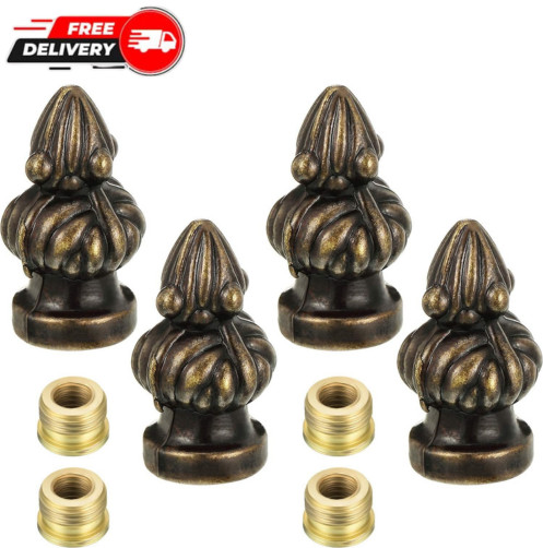 4 Pack Lamp Finial Cap Knob Antique Brass Lamp Finial Thread 1-3/8 Inch
