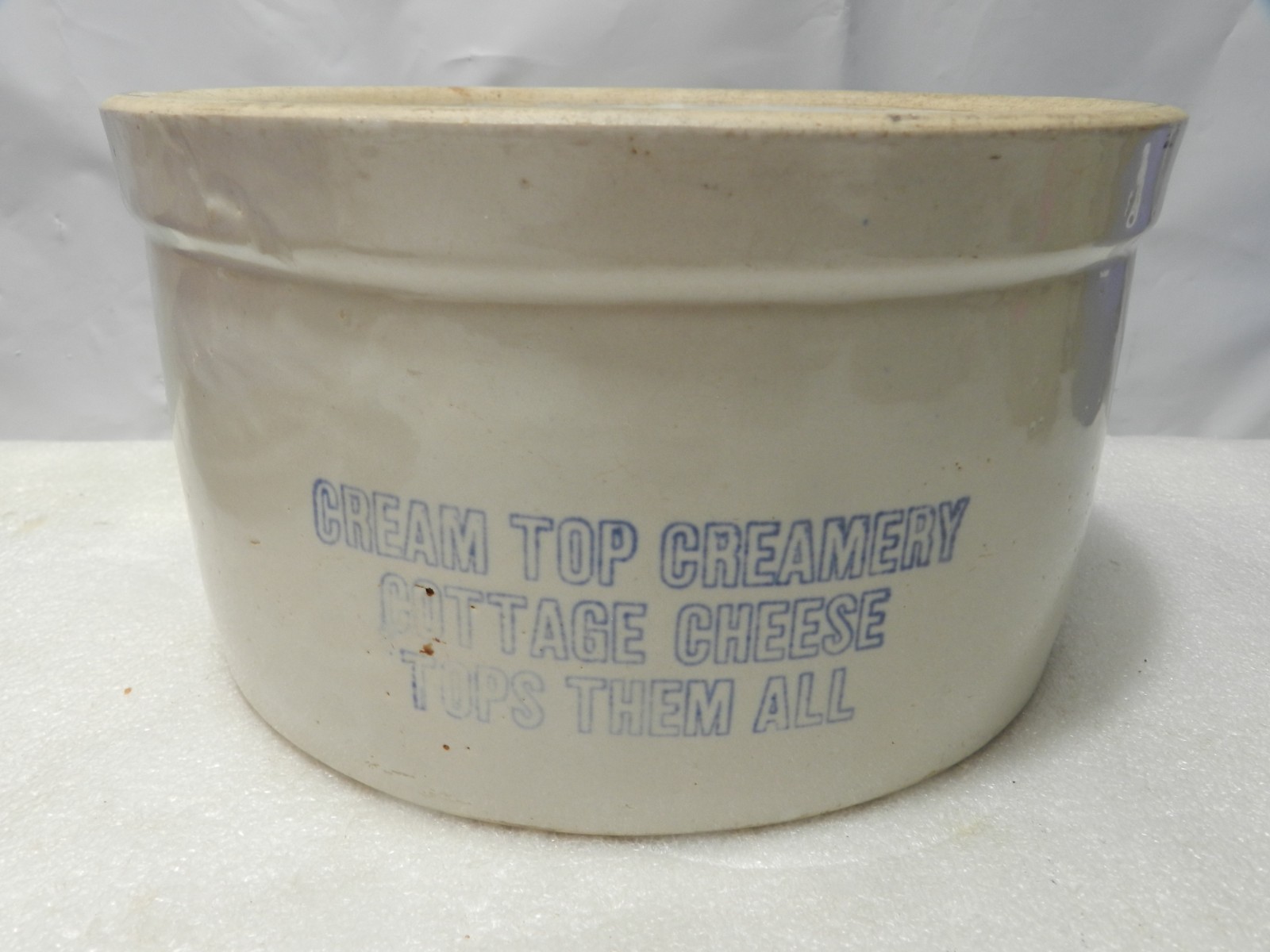Rare Cream Top Creamery Dairy Advertising Stoneware Cottage Cheese Crock 8