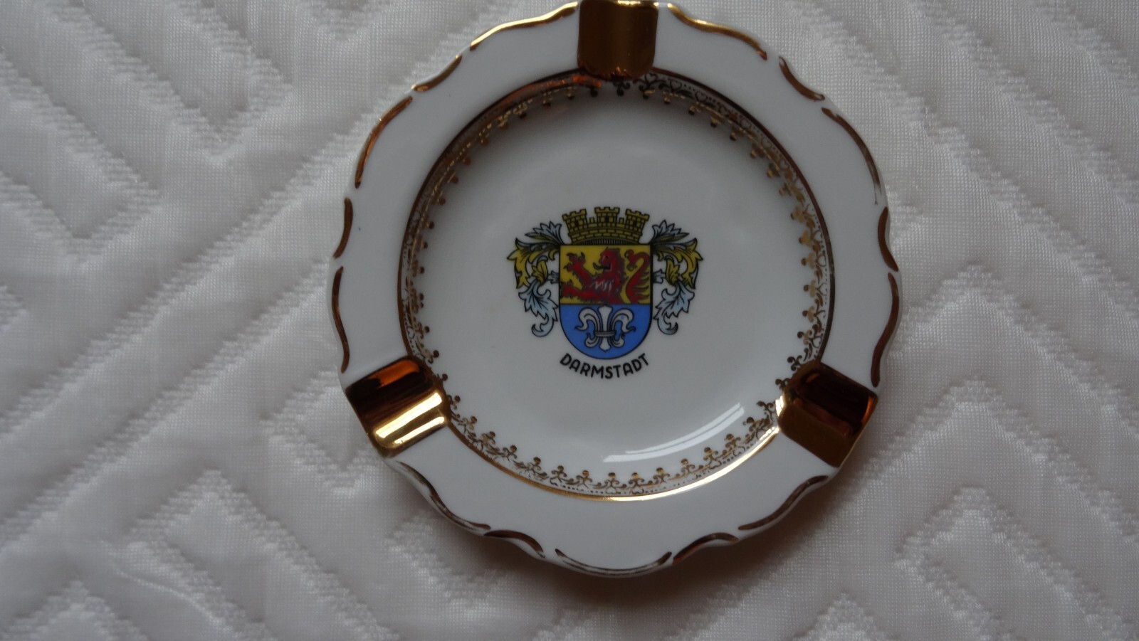  Vintage Gold Gilded Darmstadt Germany Porcelain Ashtray