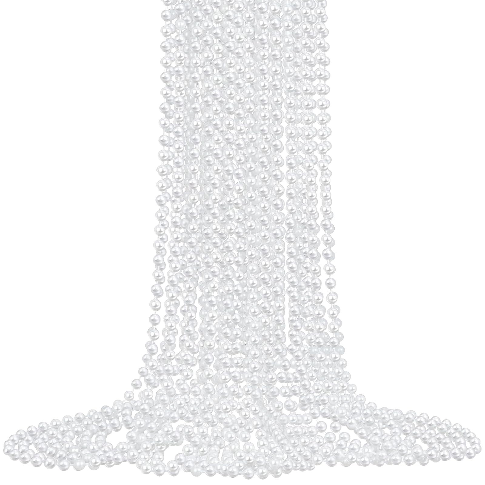 12 Pack Faux Pearl Necklace Bulk Long Pearl 's Jewelry 1920s White Pearl Part...